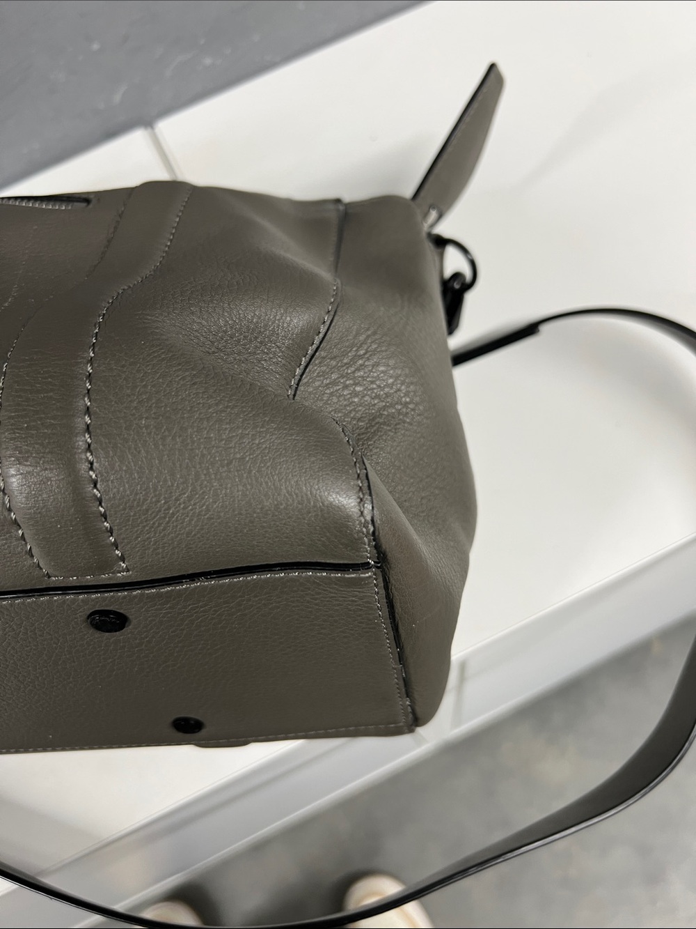 Rag & Bone Leather Crossbody Satchel in Olive Gray - Picture 9 of 16